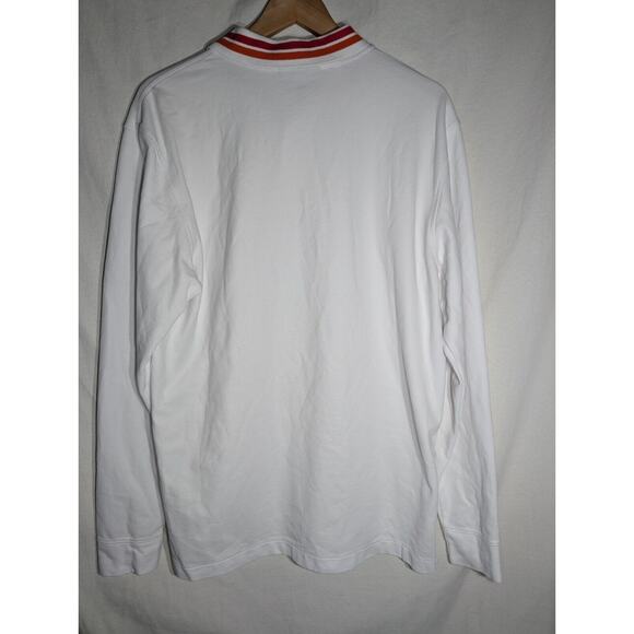 James Bark Mens Long Sleeve White Collared Polo Sz XL Pima Cotton Logo Jetsetter - Picture 5 of 7